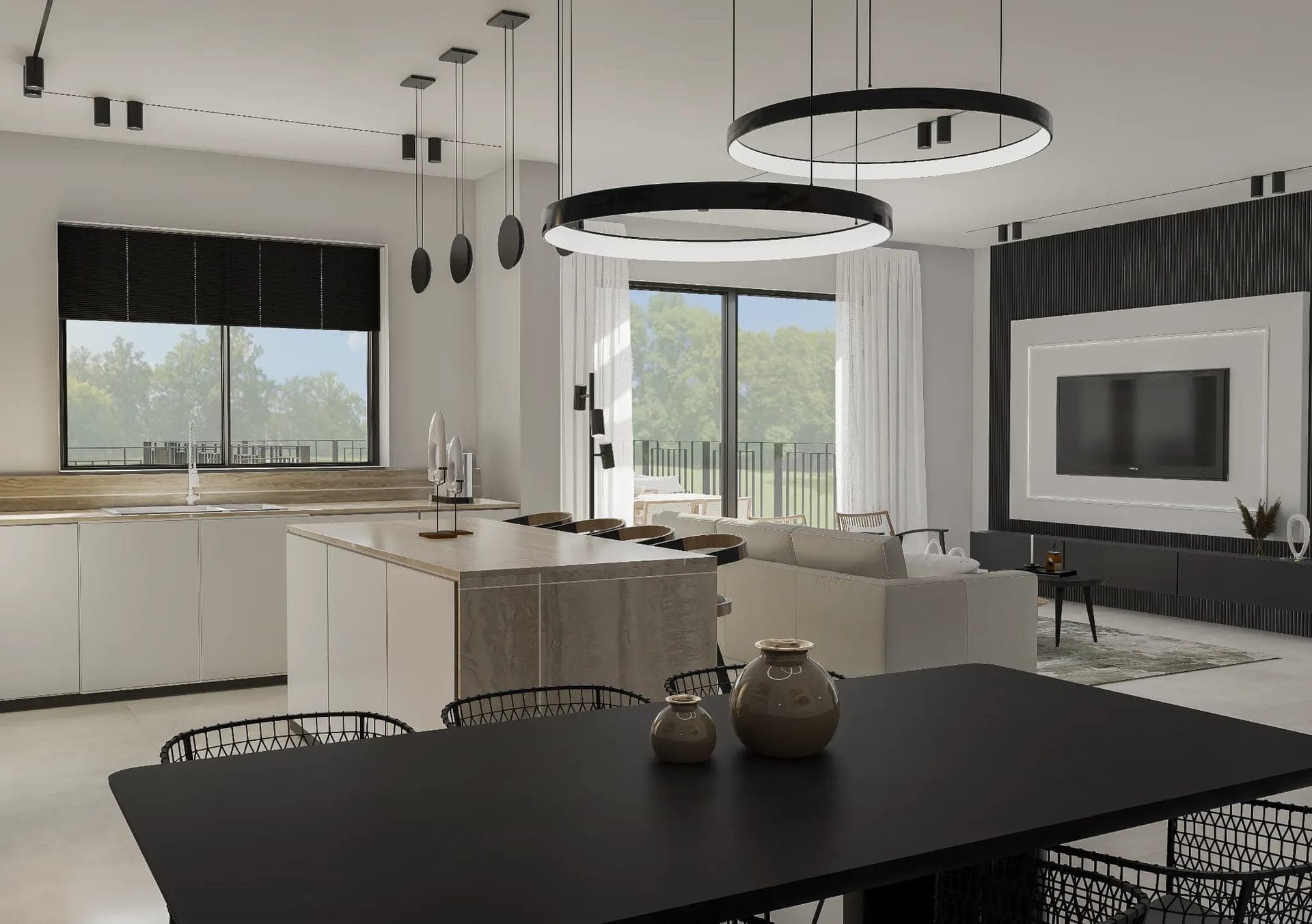 Apartment Interior — Living & Kitchen · Residential